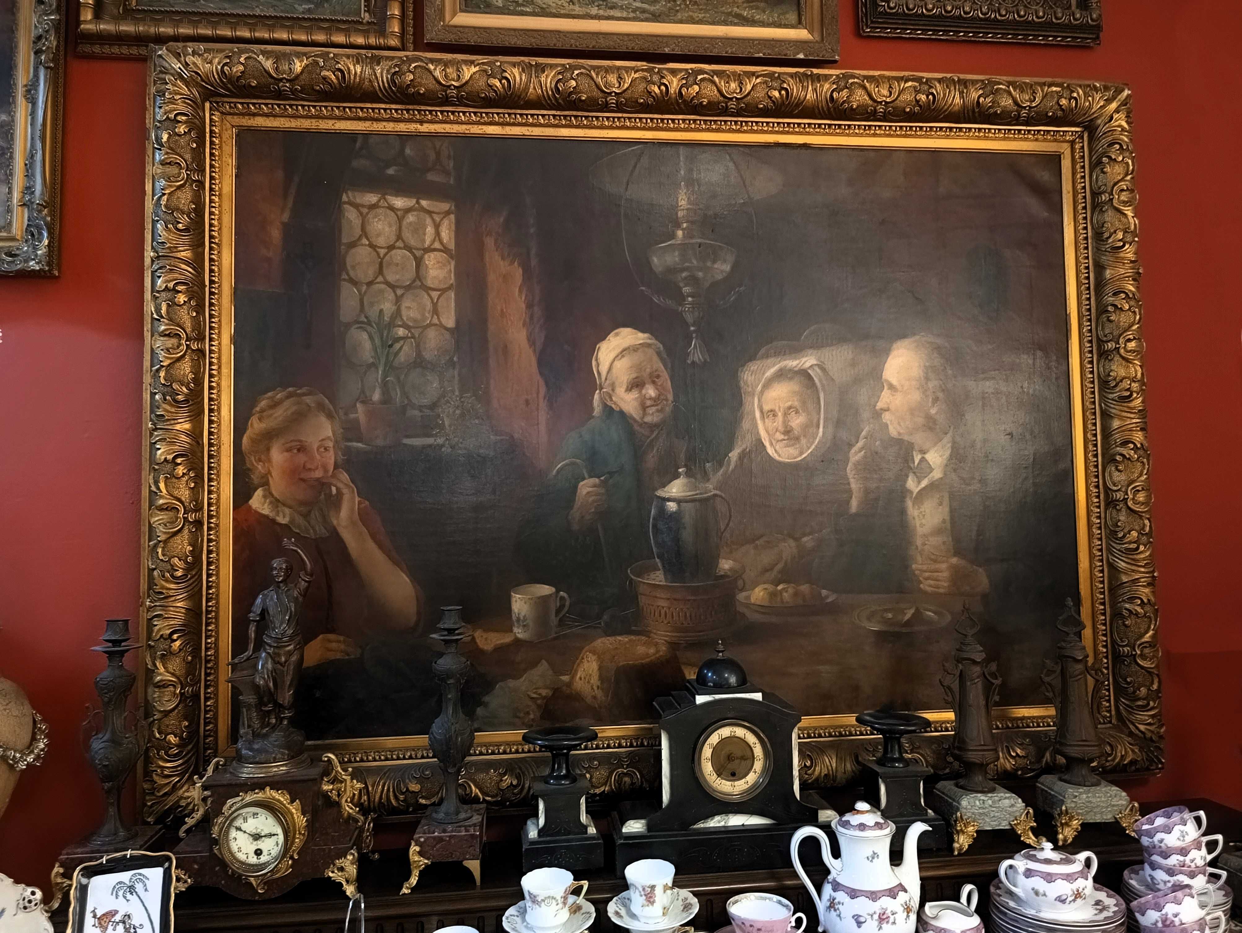 Duży obraz „Scena salonowa, przy stole” Otto Goldmann