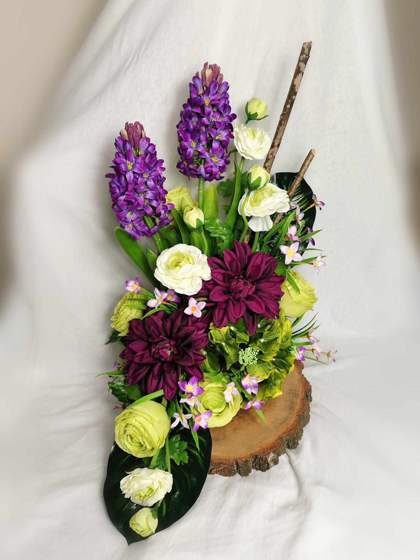 WYPRZEDAŻ Kompozycja wiosenna wiązanka stroik kwiaty sztuczne na grób