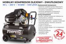 DWUTŁOKOWY KOMPRESOR OLEJOWY 50L sprężarka wydajność 530l na minutę !