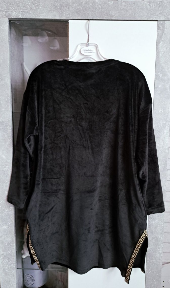 Nowa dłuższa bluza welurowa COMSHE roz.L (40) czarna, nowa bez metki.