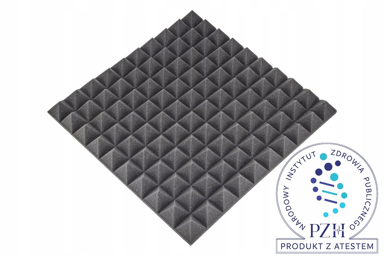 3D Panel Ścienny PIRAMIDA Kwadrat DEKORACJA szary 50x50cm Wyciszający
