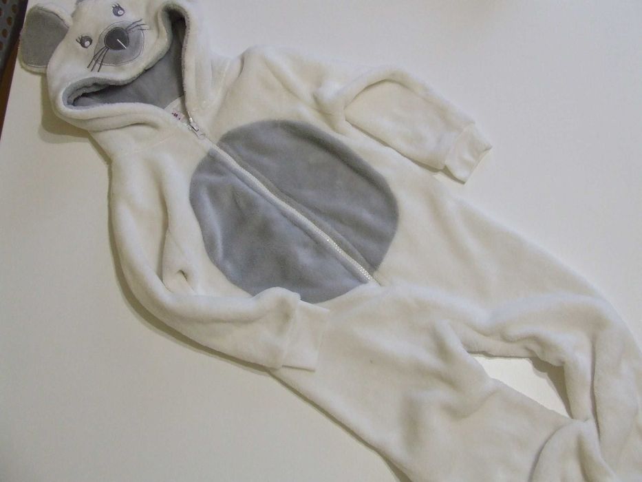 Kigurimi, pajac, onesie, kombinezon - mysz piżamka z futerka r.98-104