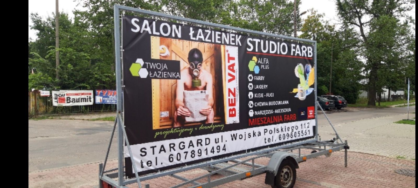 przyczepa  reklamowa towarowa stelaż na baner dwustronny 490X232 KAT B