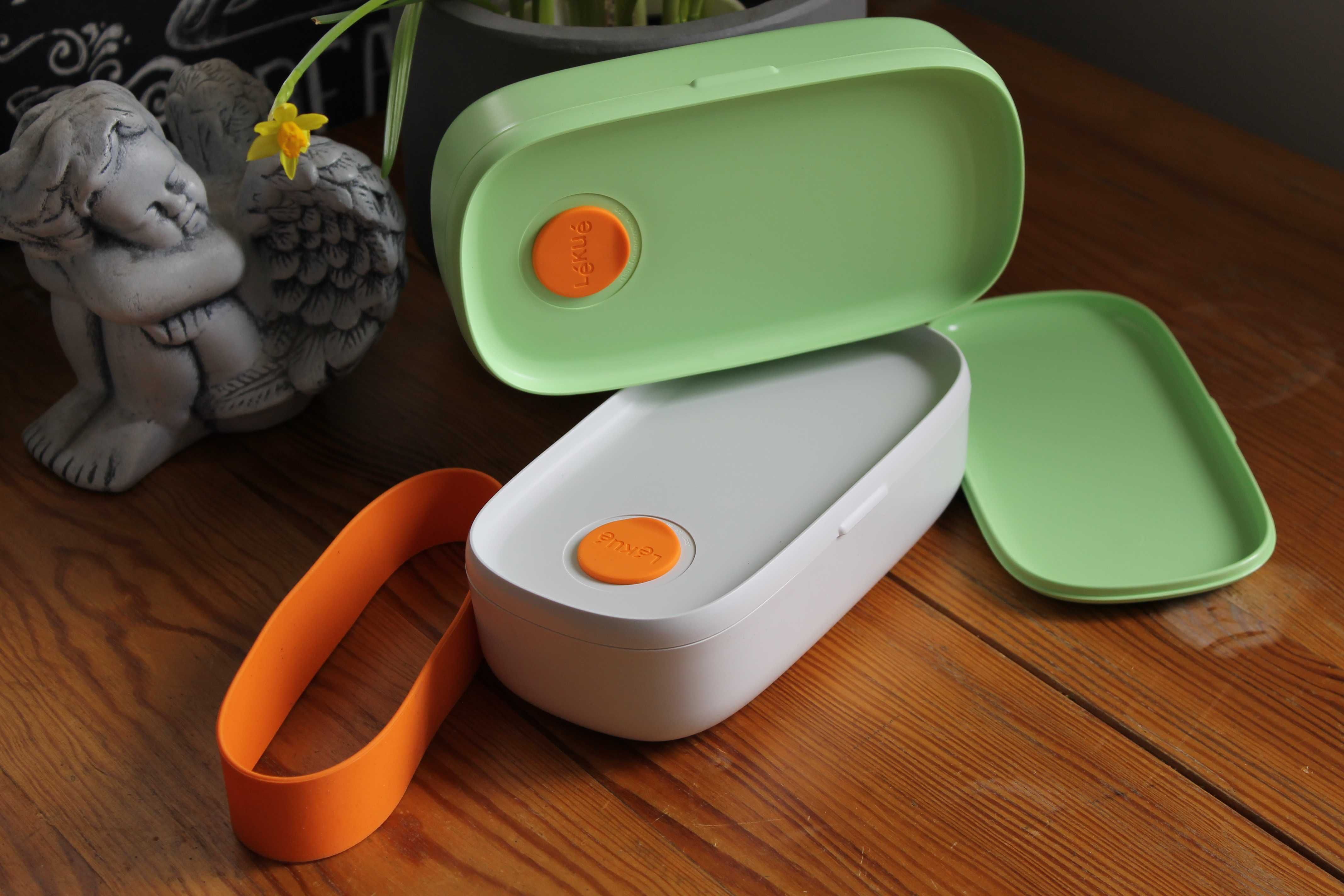 Lunchbox TO GO limonkowy Lekue, 2 hermetyczne pojemniki na żywność