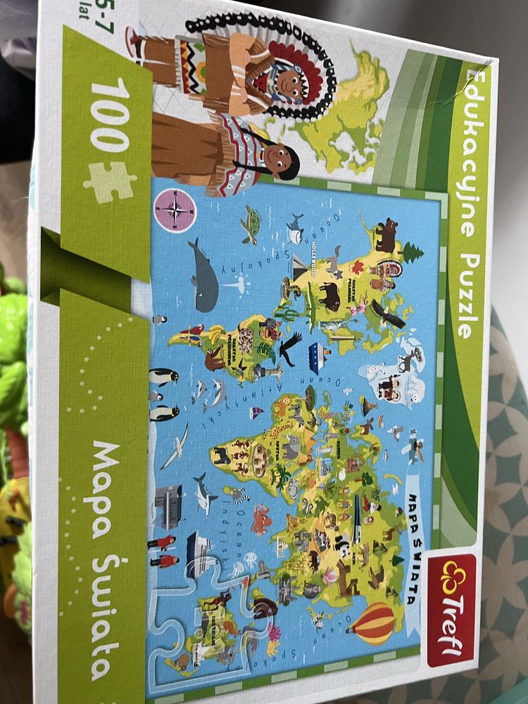 Puzzle Mapa Świata. 100 elementów. Firma Trefl