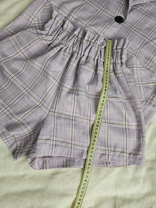 Komplet na lato garniturowy S 36 shein kratka w kratkę kraciasty