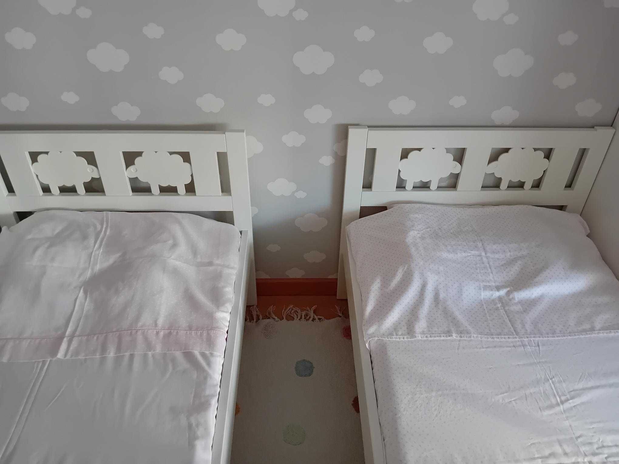 2 camas criança brancas + 2 colchões IKEA - 70x160cm