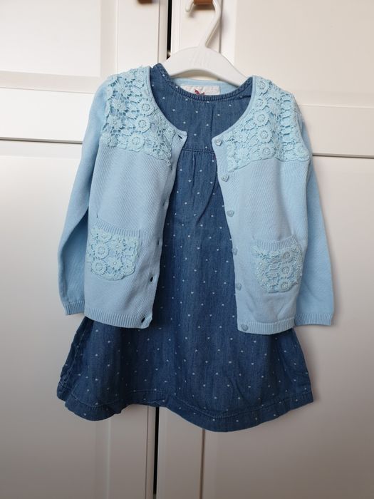 Sukienka jeansowe ze sweterkiem roz. 86