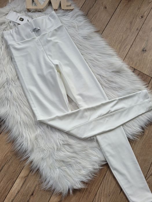 Białe legginsy La Manuel modelująve podwójna lycra
