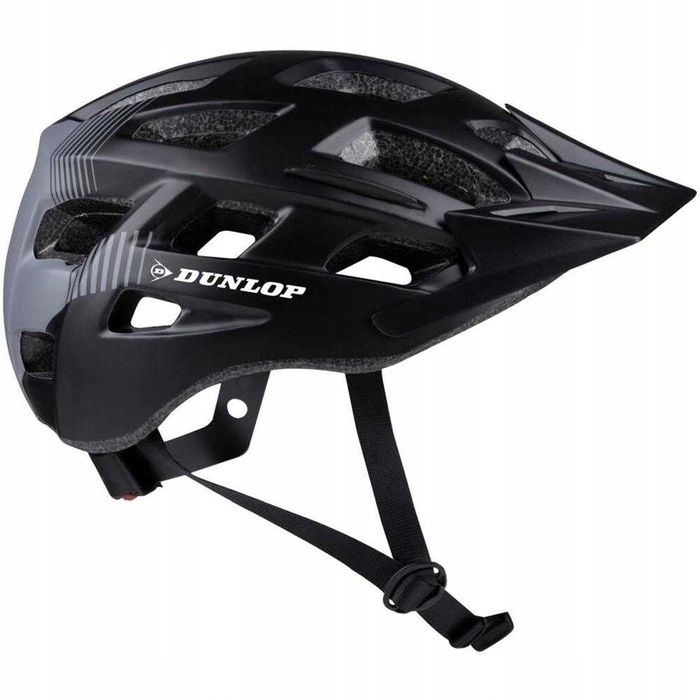 Kask Rowerowy Dunlop MTB 6xLED Czarno-Szary 58-61 cm wentylacja,daszek