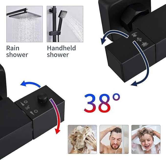 HOMELODY System prysznicowy z termostatem, czarna