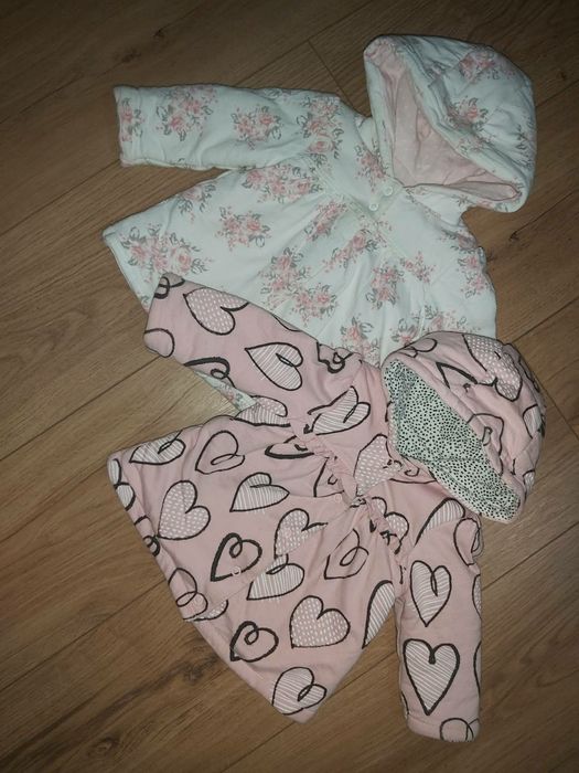 Курточки 2 шт двухстороння вечірні 0-3m а по факту 0-6m