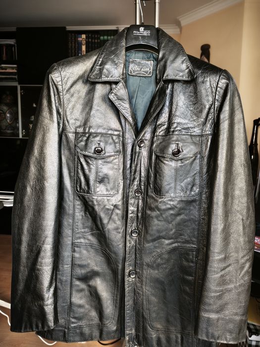 Casaco de couro genuíno