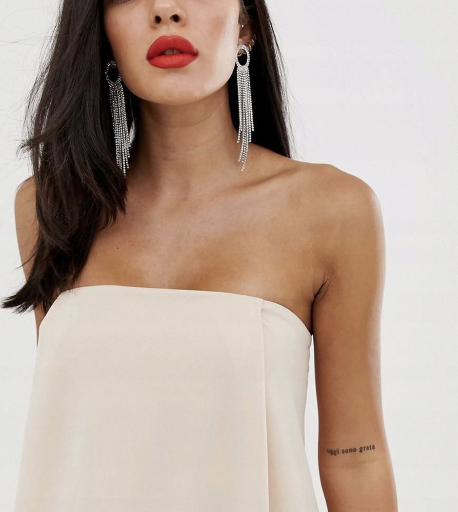 Sukienka wieczorowa długa ślubna Asos beżowa nude missguided S