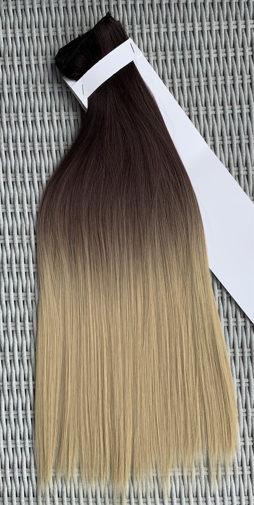 Premium Ultra włosy doczepiane, jasny brąz z blondem / ombre / ( 113 )
