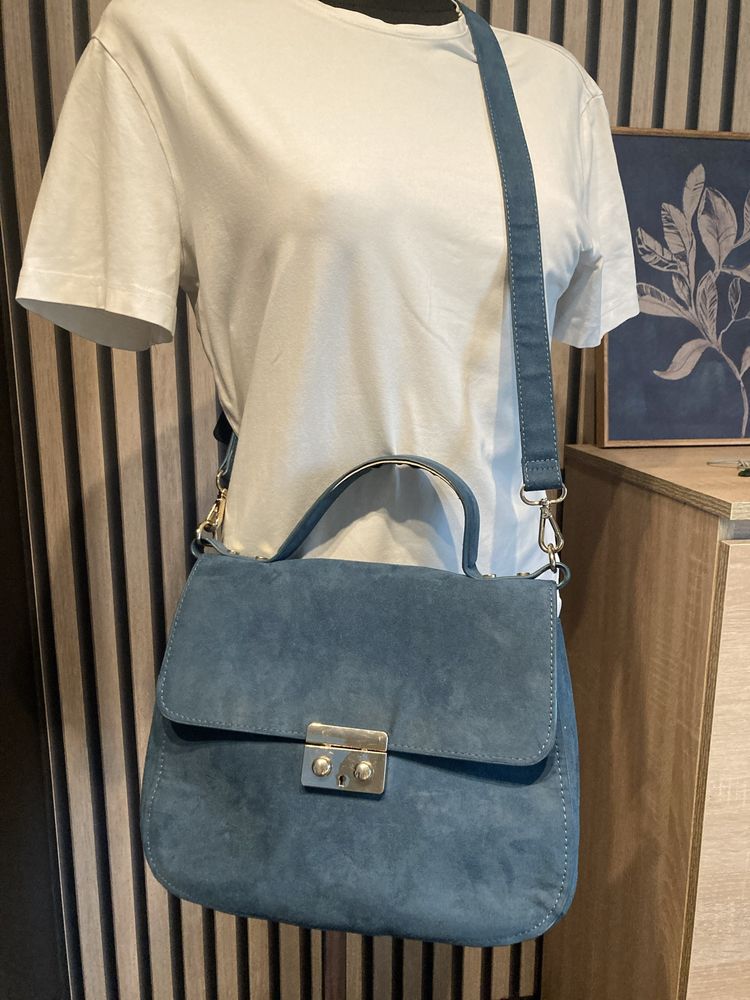 Zara- markowa torebka z zamszu