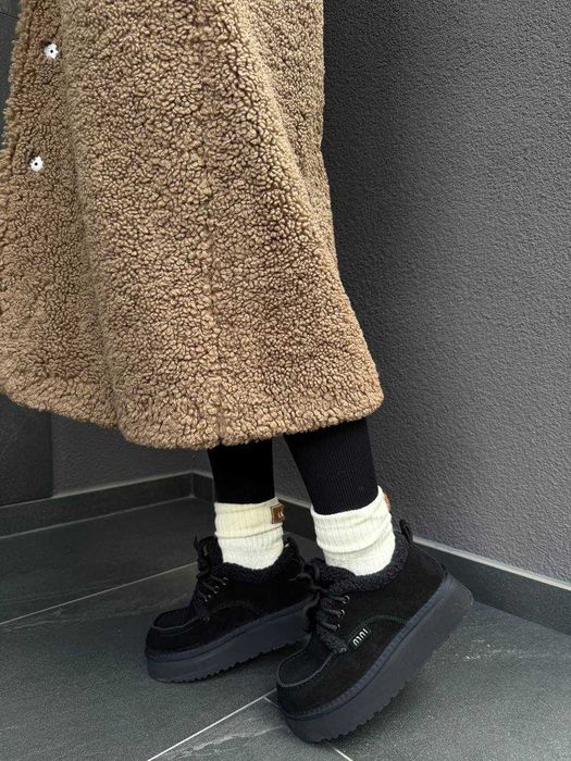 Жіночі зимові лофери [36-40] натуральна замша, хутро | тепле взуття