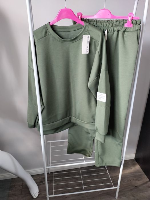 Komplet wiskoza naszywki khaki zieleń uni S-XL