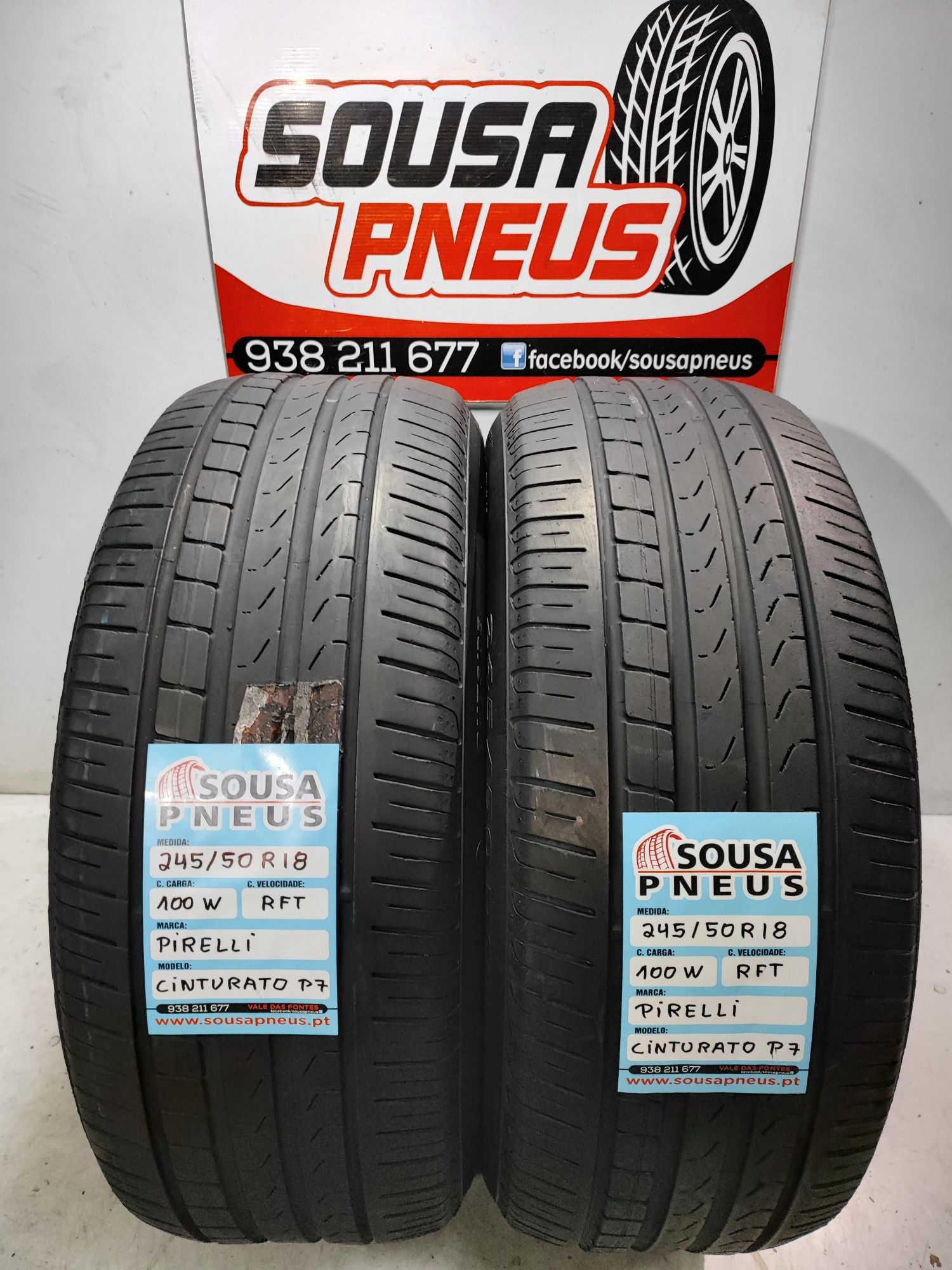 2 pneus semi novos Pirelli 245/50R18 100W RTF Oferta dos Portes