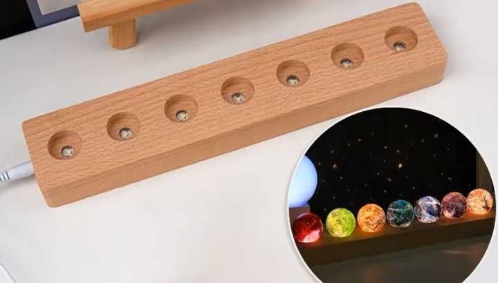 Galaktyczna lampka 7 planet 7 czakr kryształ lampa lampki prezent