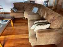 Sofá Milani de Canto com Chaise Longue - 3m - Castanho - Excelente
