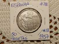 Espanha - moeda de 50 pesetas de 1957 (estrela 58)