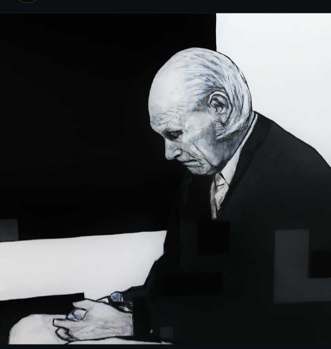 Obraz LA FAMA - portret malowany ręcznie, 115 cm x 115 cm