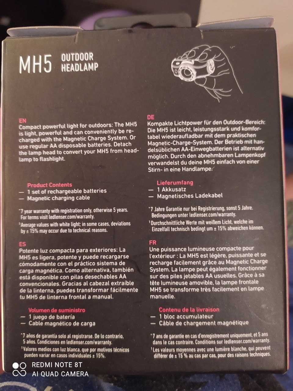 Latarka czołowa Ledlenser MH5 - Grey