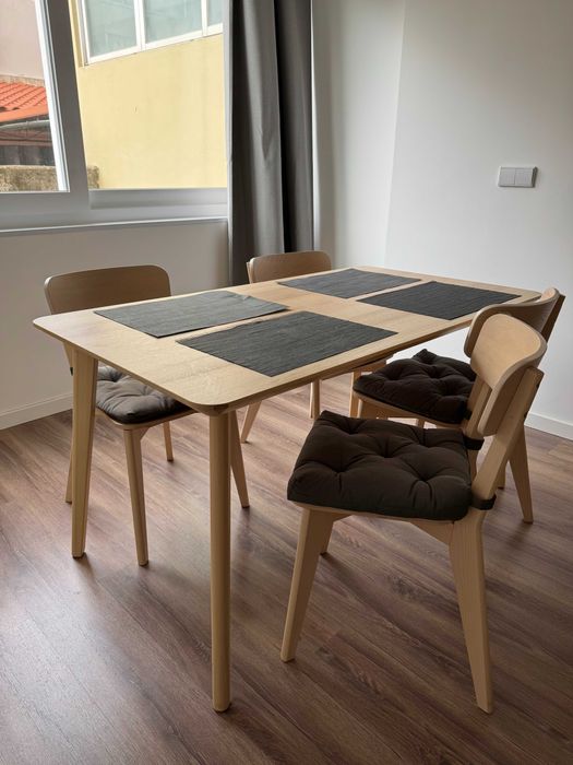 IKEA LISABO Dining Set – Table + 4 Chairs (Ash)