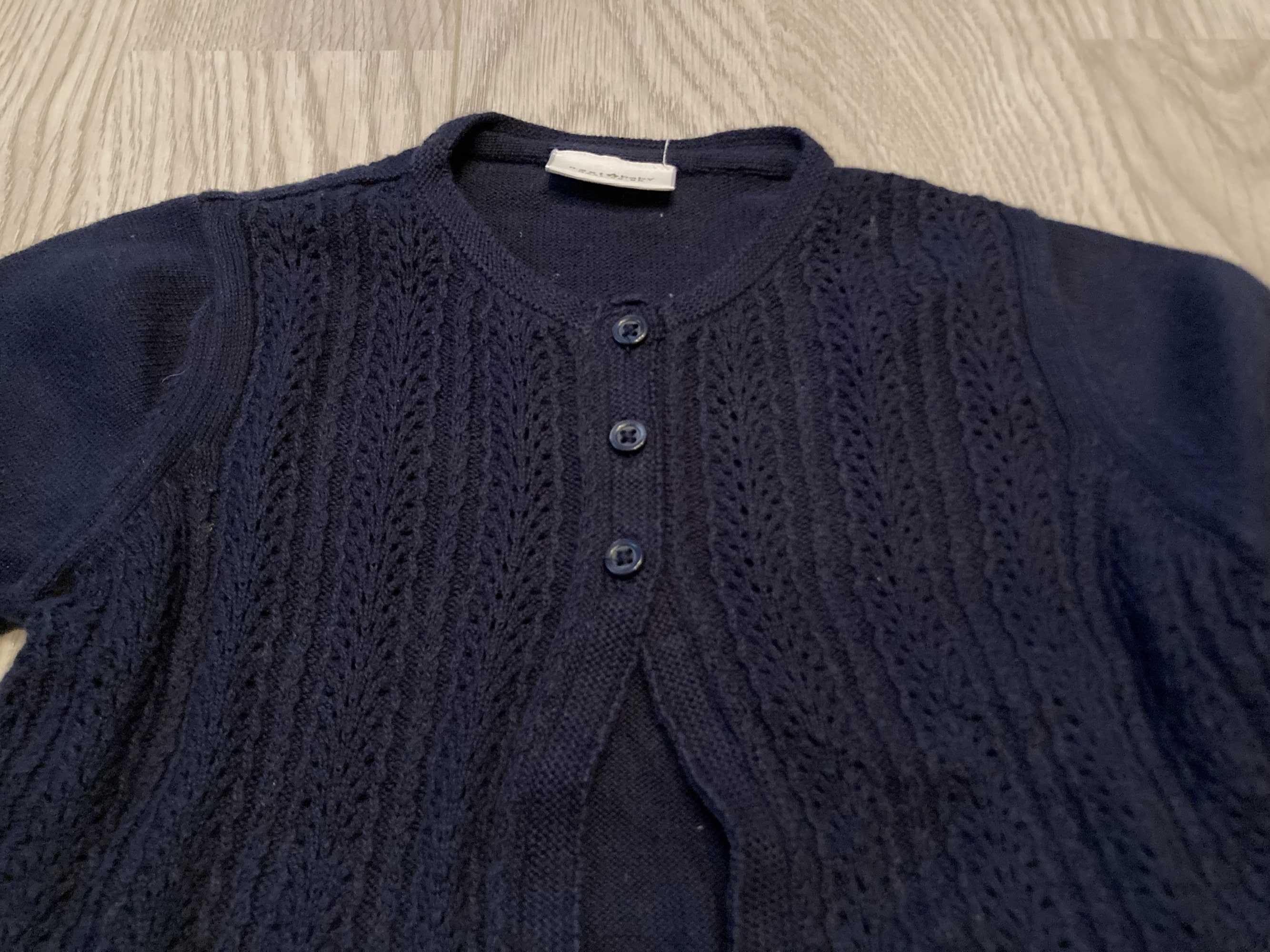 Granatowy sweterek z ażurem - Next - rozmiar 80