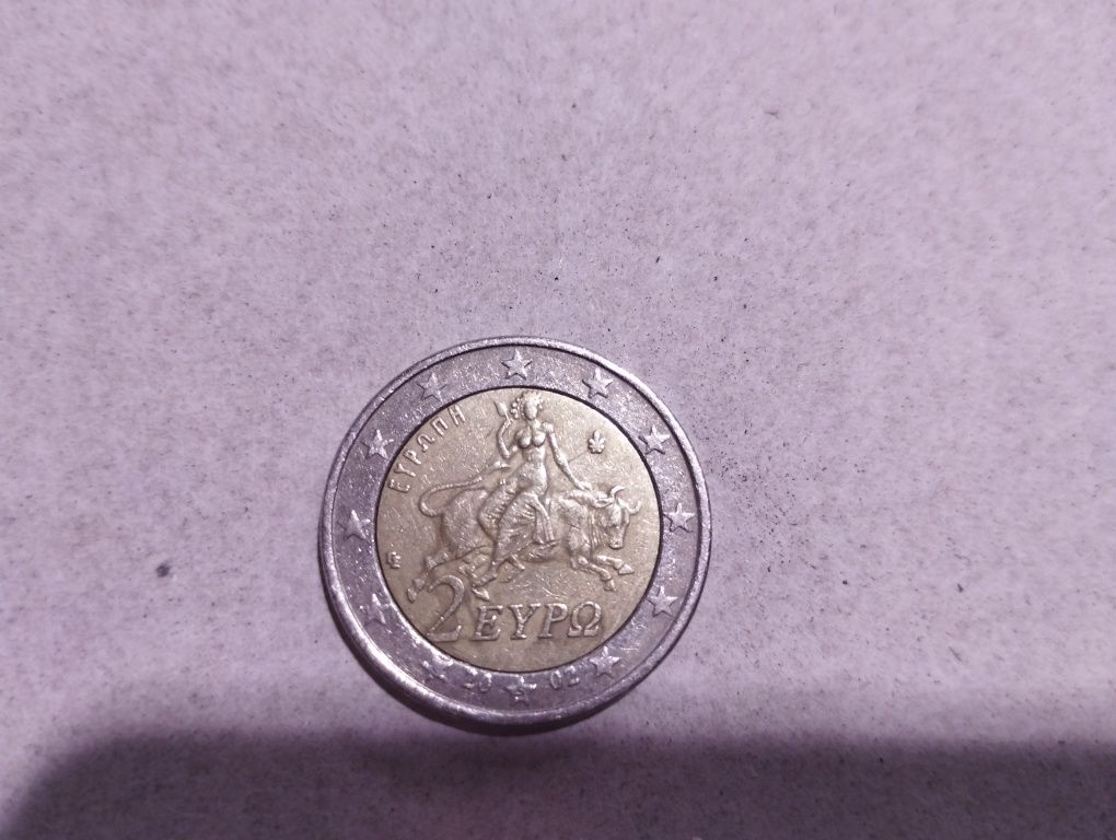 Moeda 2 euros grega 2002 com defeito