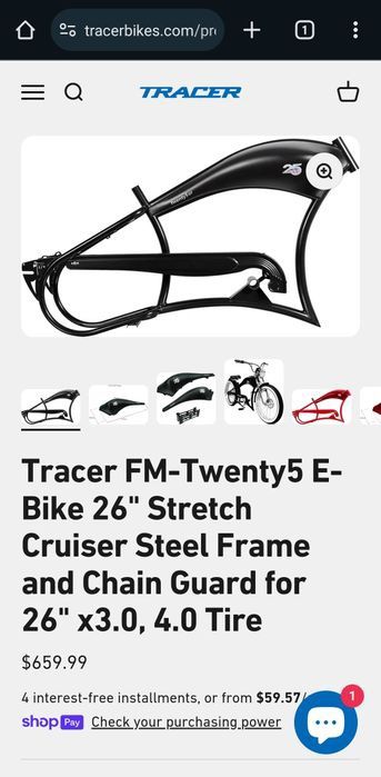 Rama custom e-bike fat stretchcruiser + bak obudowa baterii