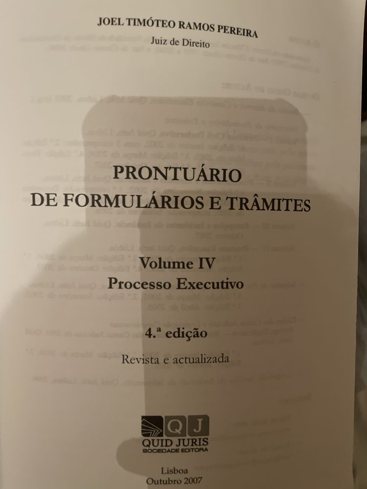 Prontuário de Formulários e Trâmites Volume IV Processo Exectutivo