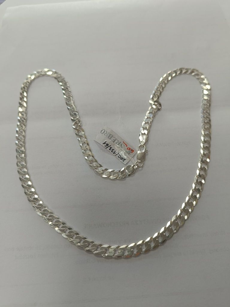 Srebrny łańcuszek splot pancerka srebro 925 długość 60 cm