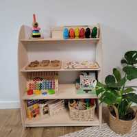 Drewniany regał Montessori dla dzieci, regał na zabawki