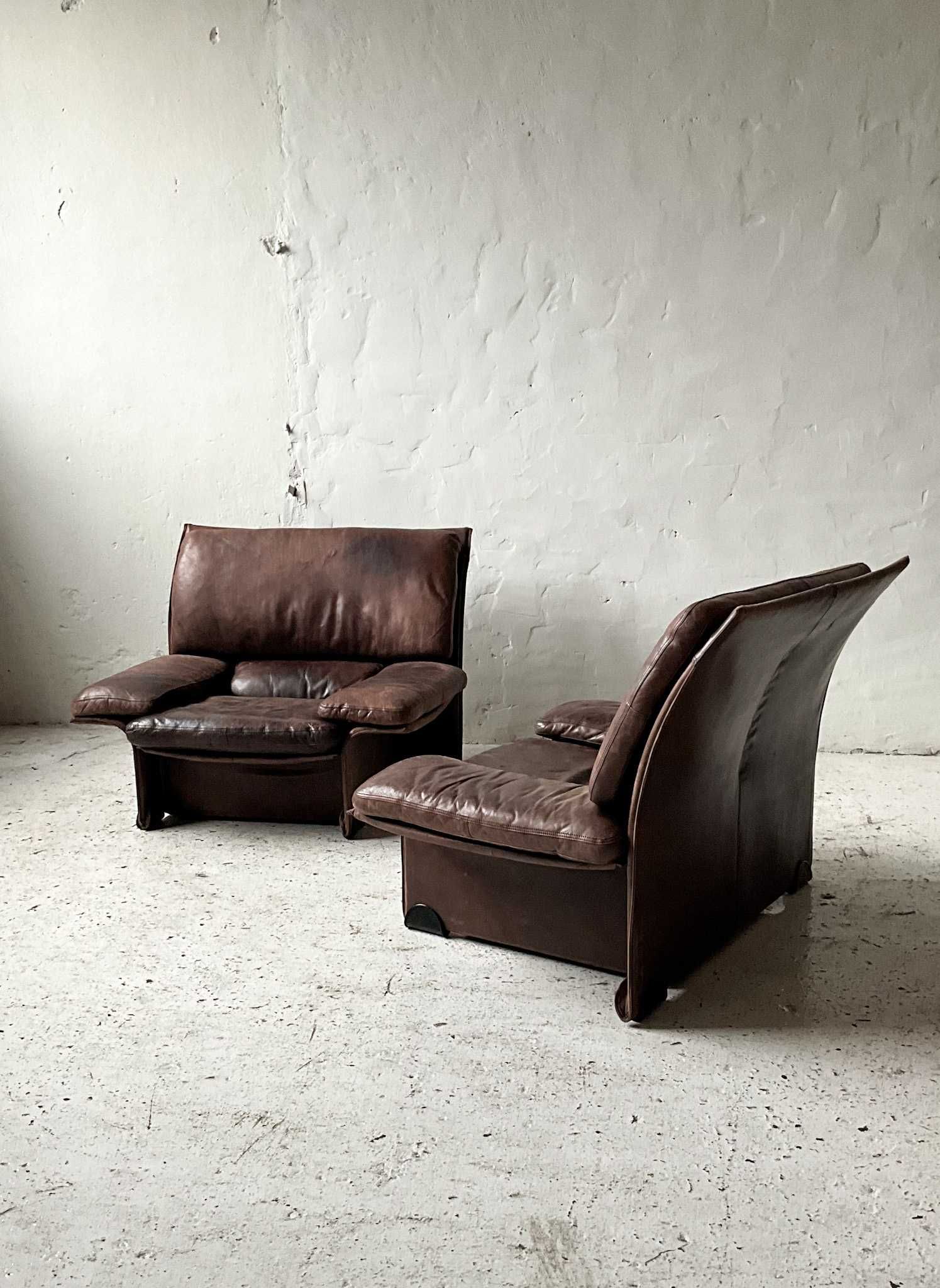 Brunati włoskie fotele Brunati skóra lata 70 vintage design