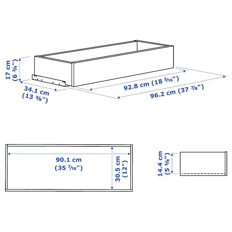 Szuflada komplement Ikea 100x35 front ramiak 705.095.23 nowe pax