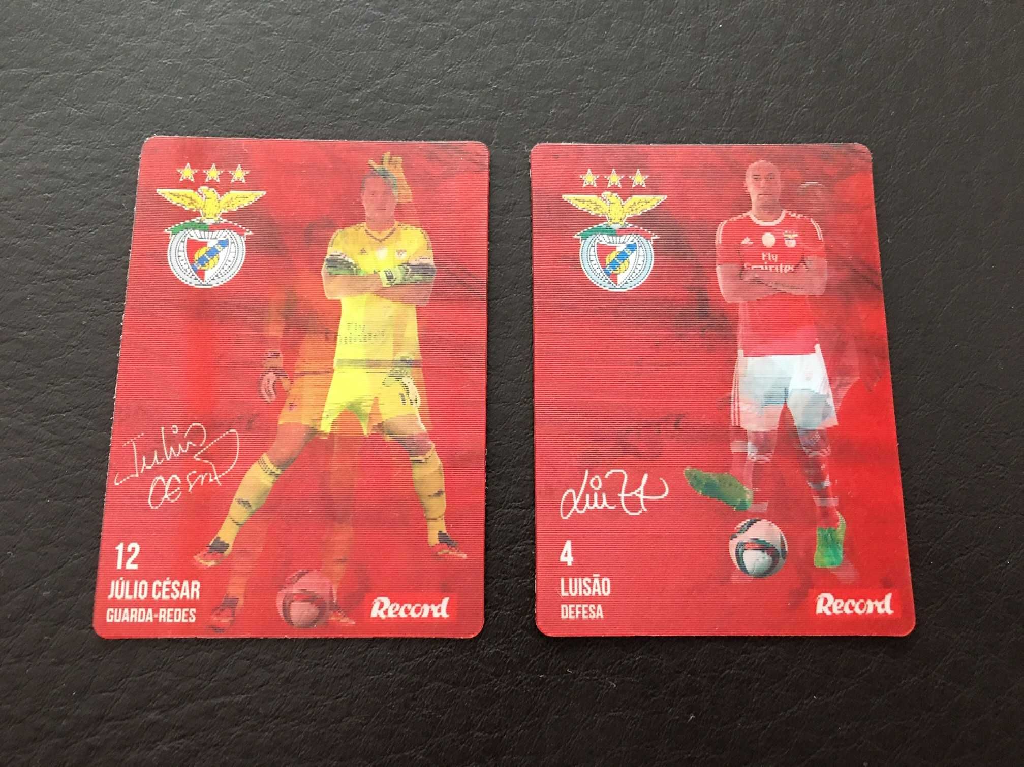 2 cartas/cromos/figuras do Benfica - Record - Luisão + Júlio César