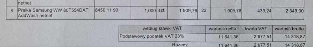 Pralka samsung WW80T554DAT