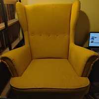 Ikea fotel żółty uszak Strandmon