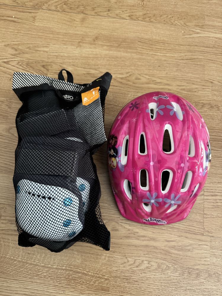 Proteções para patins/trotinetes/skate para crianças e capacete.