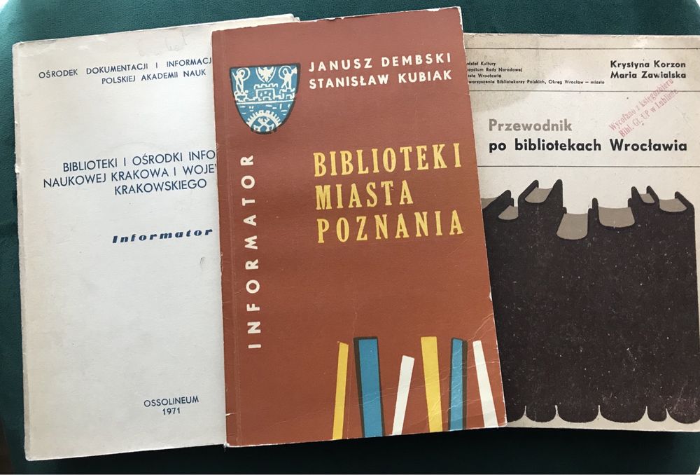 Biblioteki miasta Poznania Wrocławia Krakowa książki bibliotekarstwo