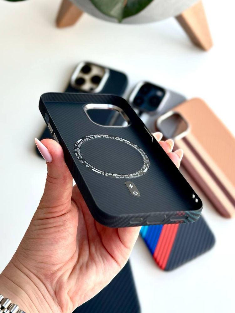 Чохол Айфон 15 Про Макс з MagSafe | карбоновий чехол iPhone Pro Max