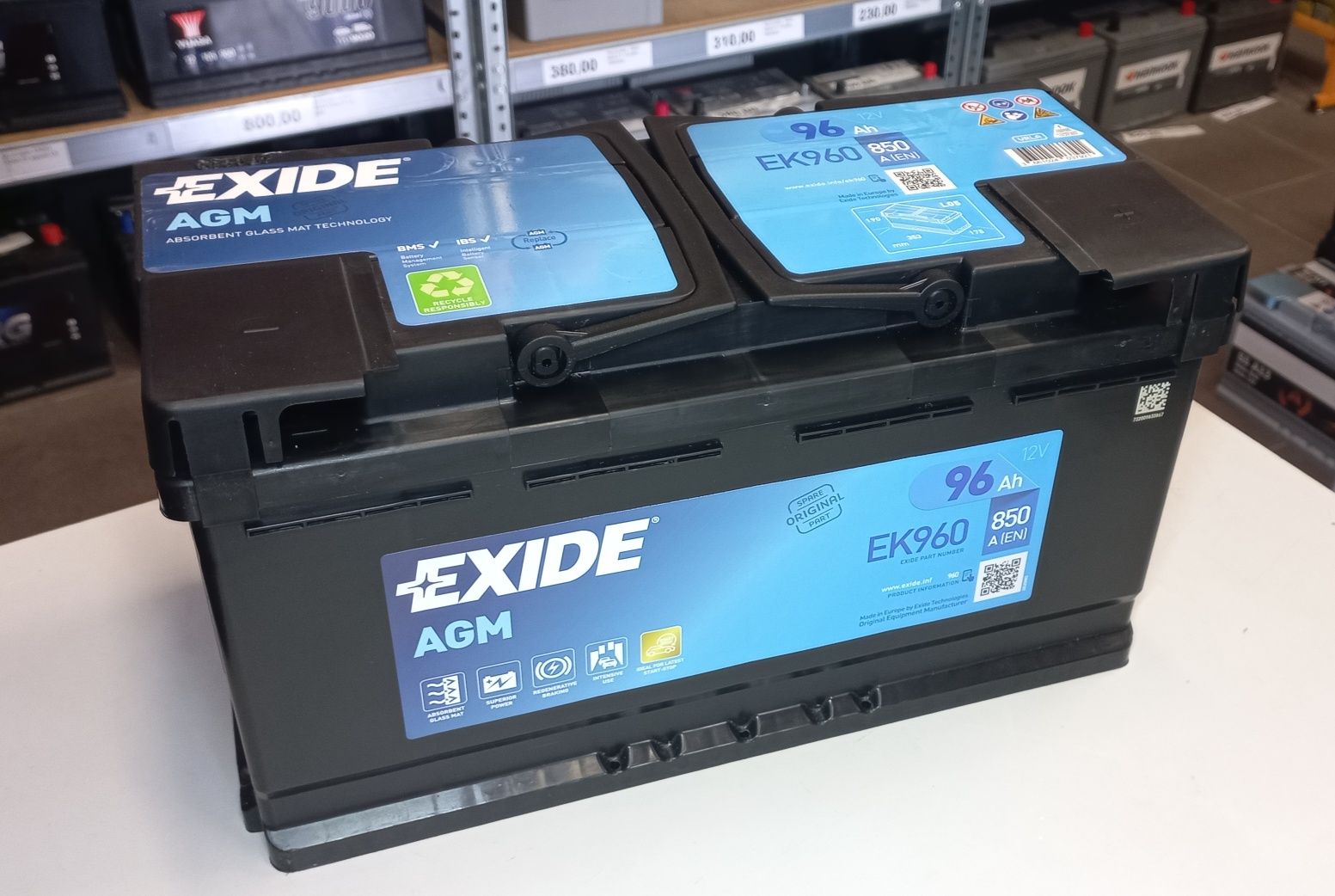 Akumulator AGM Exide EK960 12V 96AH 850A start/stop Nowy