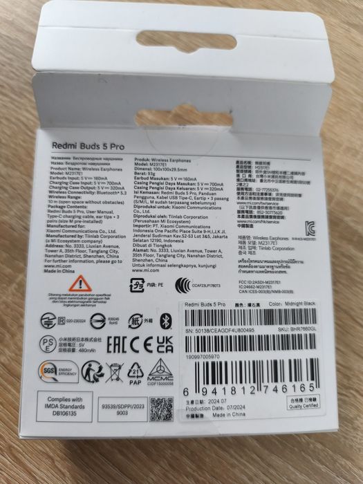 Słuchawki bezprzewodowe douszne Redmi Buds 5Pro