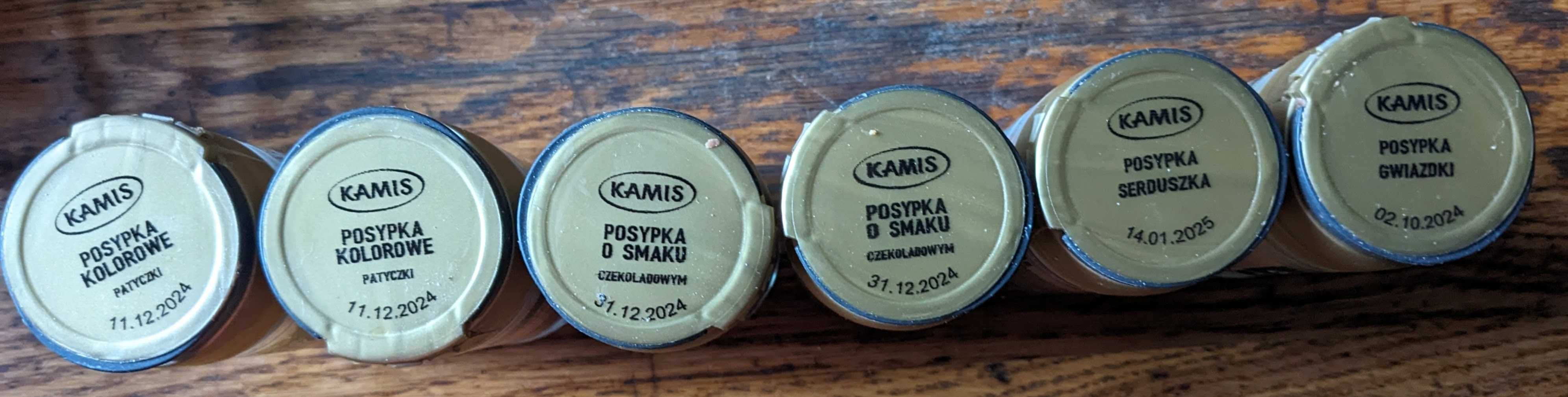 Posypka dekoracyjna do ciast, różne rodzaje, w słoiczku, firma KAMIS.