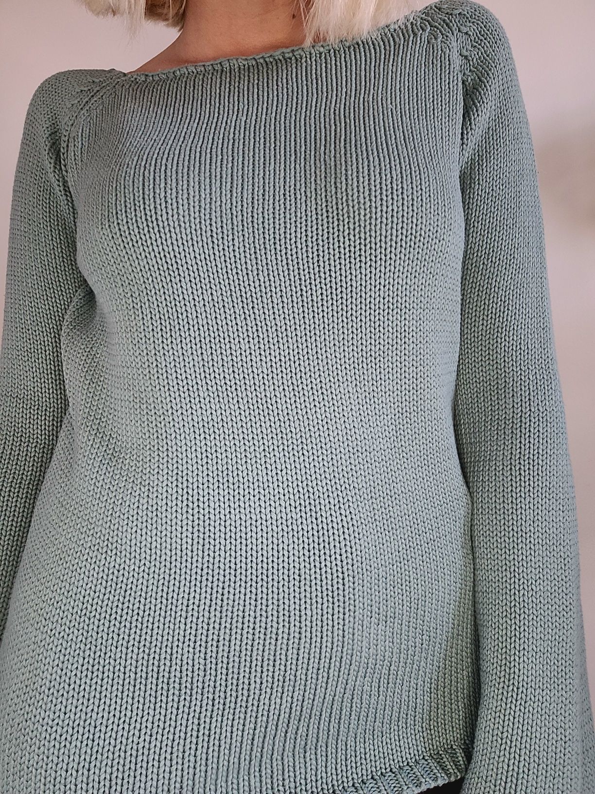 Bawełniany sweter boho szerokie rękawy vintage