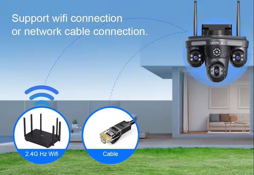 Відеокамера зовнішня LS VISION 15MP WiFi IP камера три екрани бездрот