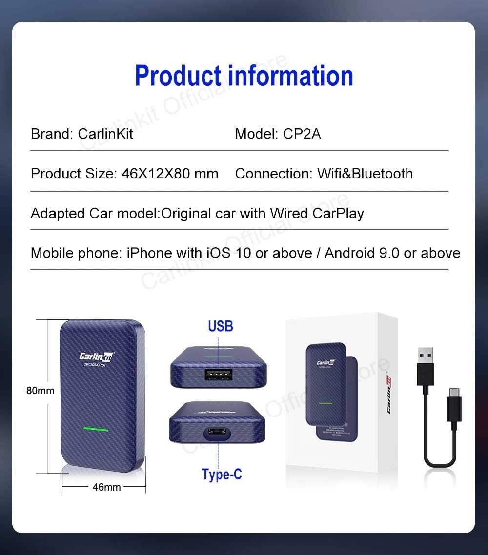 CarlinKit 4.0 - адаптер для беспроводного Apple CarPlay / Android Auto