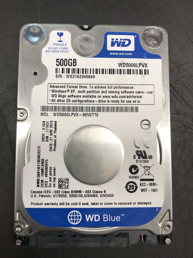 Накопичувач жорсткий диск вінчестер HDD хдд WD 500Gb